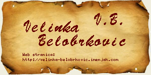 Velinka Belobrković vizit kartica